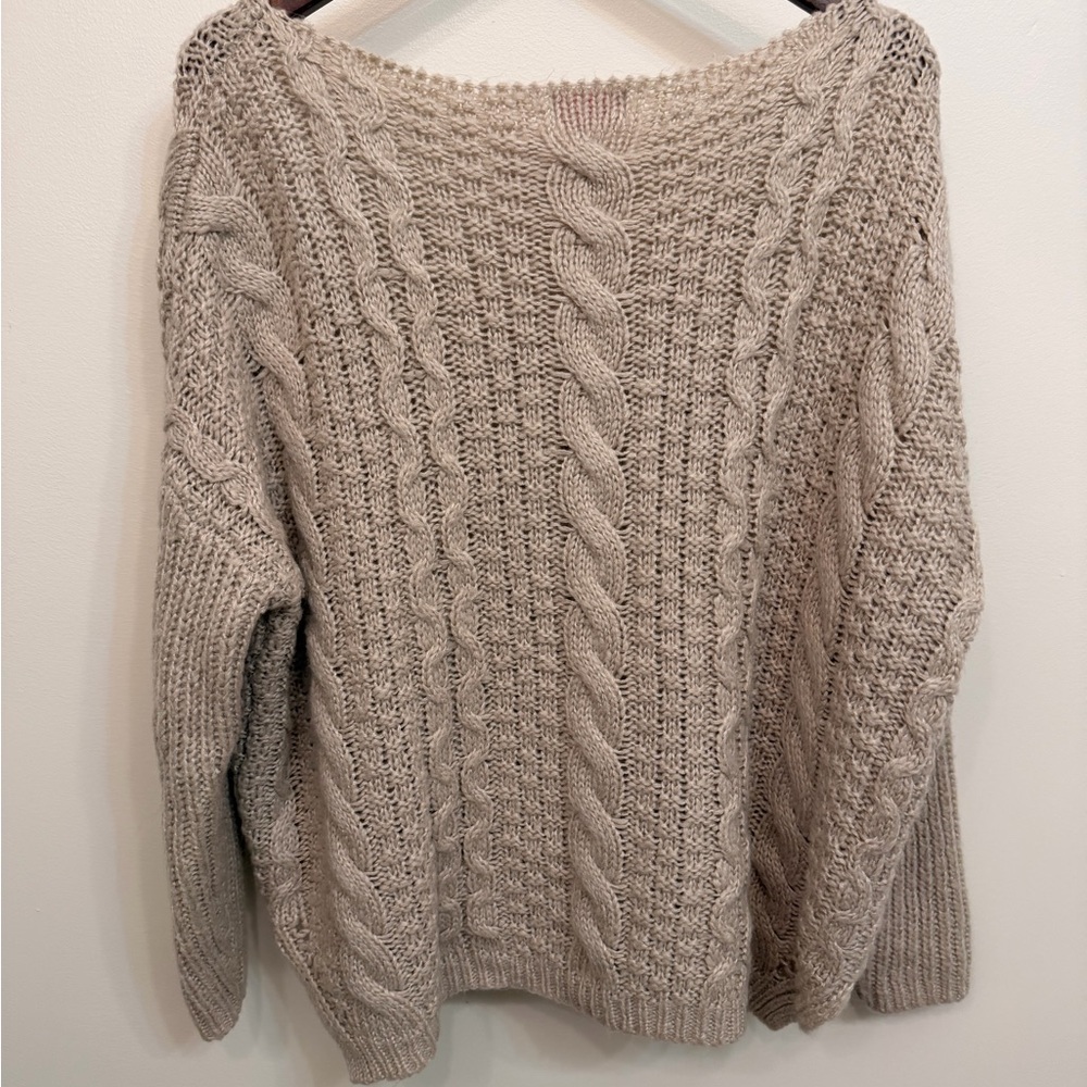 Pink Lily Medium Cozy Cable Knit Sweater in Cream - Picture 7 of 7